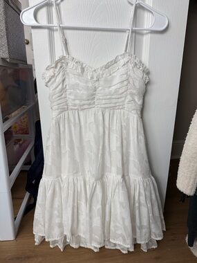 Altar'd State White Ruffled Spaghetti Strap Mini Dress